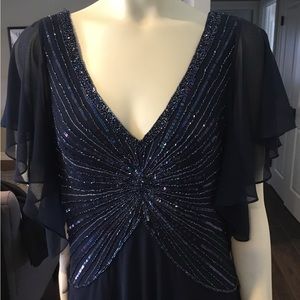 NWT Gorgeous JKARA Navy beaded Formal size 16